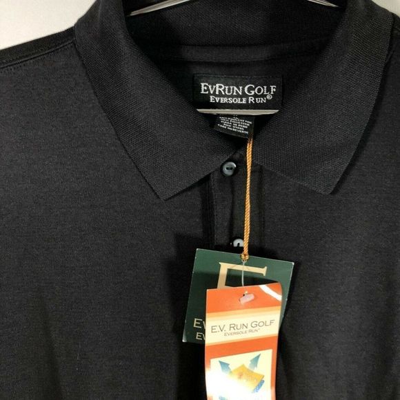 EVRUN GOLF Eversole Run Mens Polo Golf Shirt BLACK - Picture 2 of 12